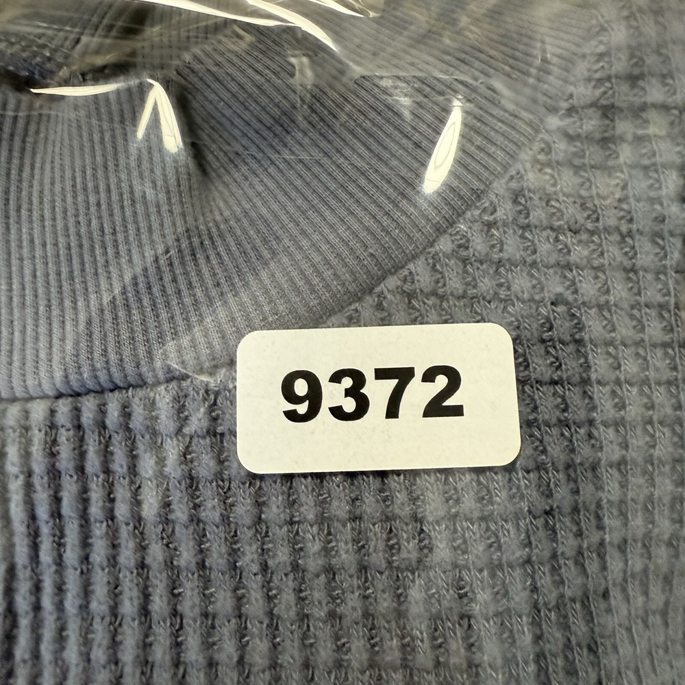 Madewell Waffle Knit Mockneck Sweatshirt Womens Large Sunfaded Indigo Blue - Picture 9 of 9